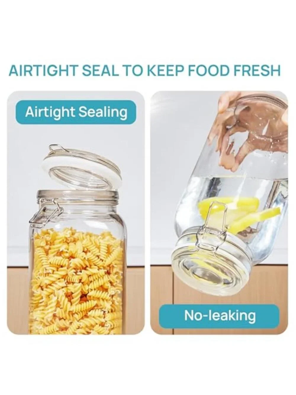 78oz Glass Food Storage Jars with Airtight Clamp Lids, 3 Pack Large Canister